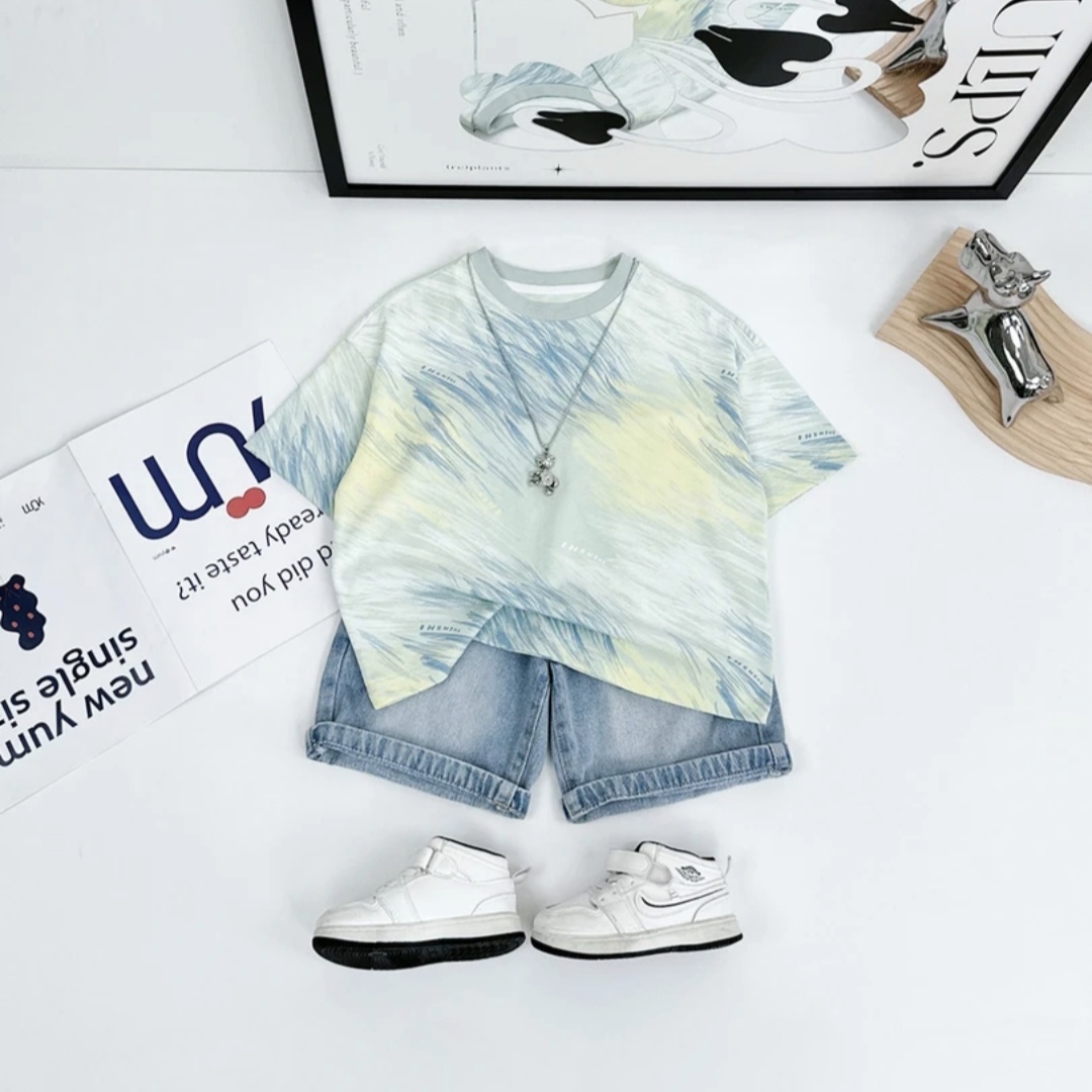 8824-男童短袖t恤夏款2024新款夏季男孩薄款帅气上衣韩版半袖宽松