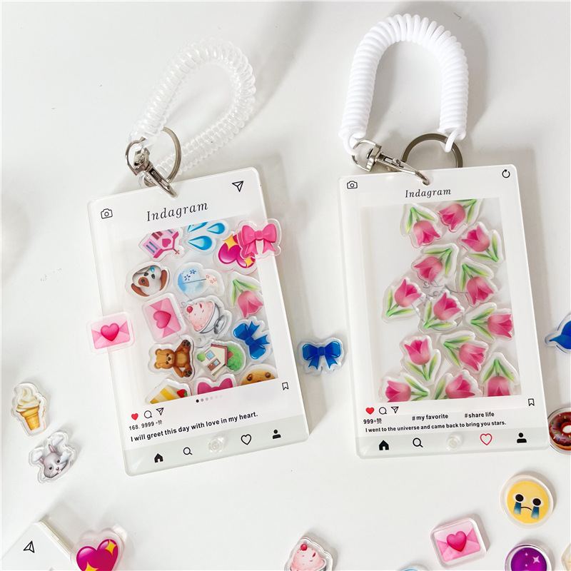 INS相框亚克力立牌emoji表情谷美展示架摇摇乐钥匙链挂件钥匙扣