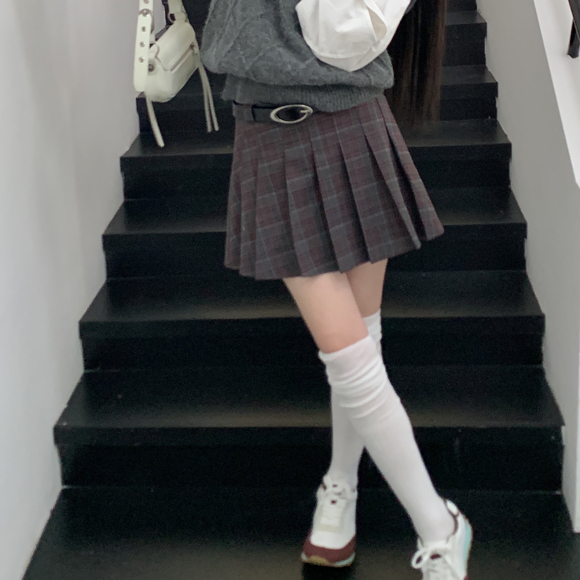 【赵小小YIMAO】2797 毛呢格子百褶a字学院风高腰显瘦格纹半身裙女