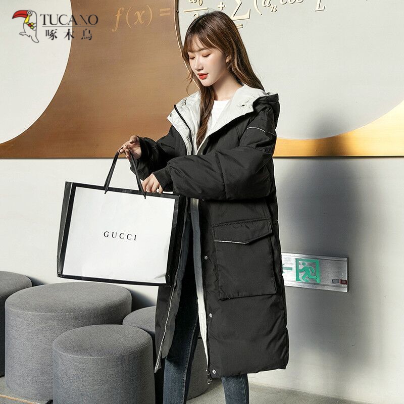 啄木鸟棉服女新款棉衣女中长款学生宽松韩版面包服加厚过膝棉袄外