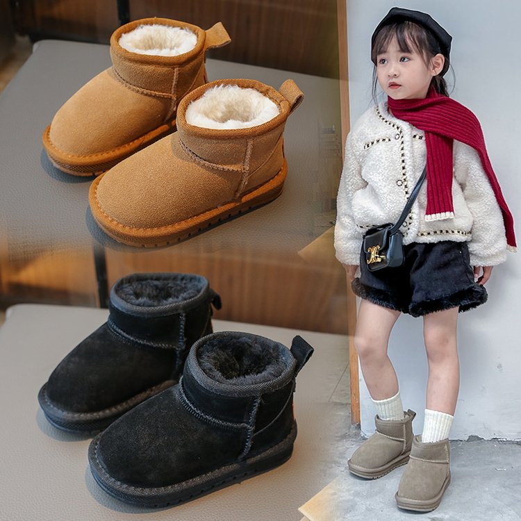 小锅锅儿童雪地靴2023冬新款女童棉鞋加绒加厚防水防滑大棉靴2306