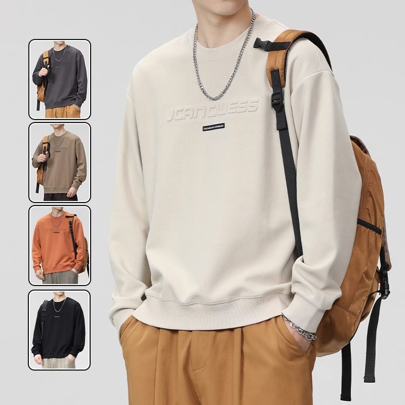 重磅圆领钢印卫衣男士2023秋冬季新款潮牌宽松休闲百搭长袖上衣潮