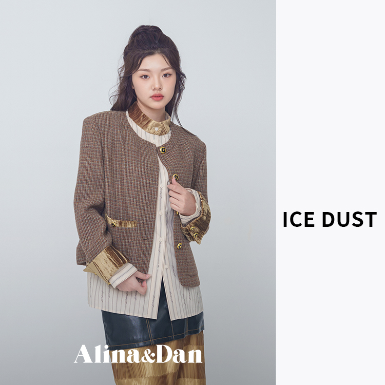 ICE DUST设计师品牌小香风夹克时尚潮流女装短款复古外套洋气穿搭