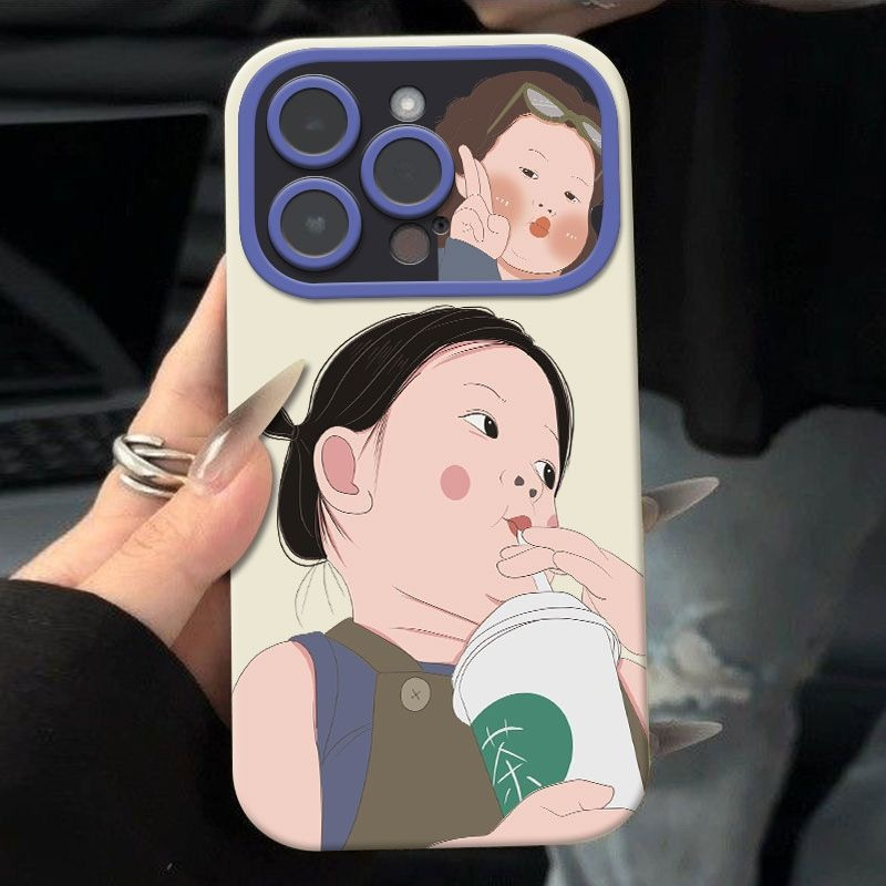 喝茶女孩苹果/华为/OPPO/VIVO/小米/荣耀/手机壳新款高颜值软壳