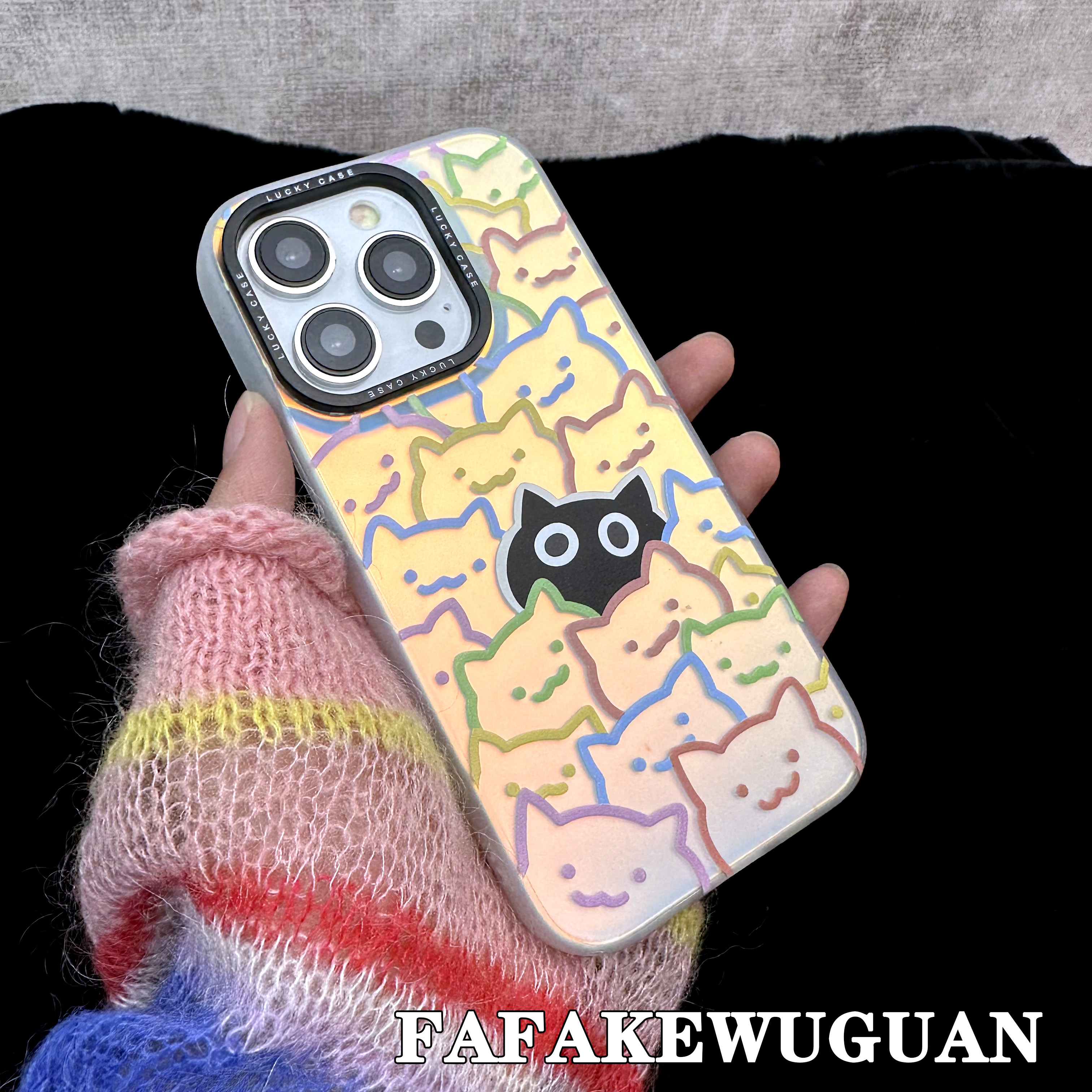 适用苹果15INS可爱叠叠猫IMD手机壳iphone15pro/14pro防摔创意