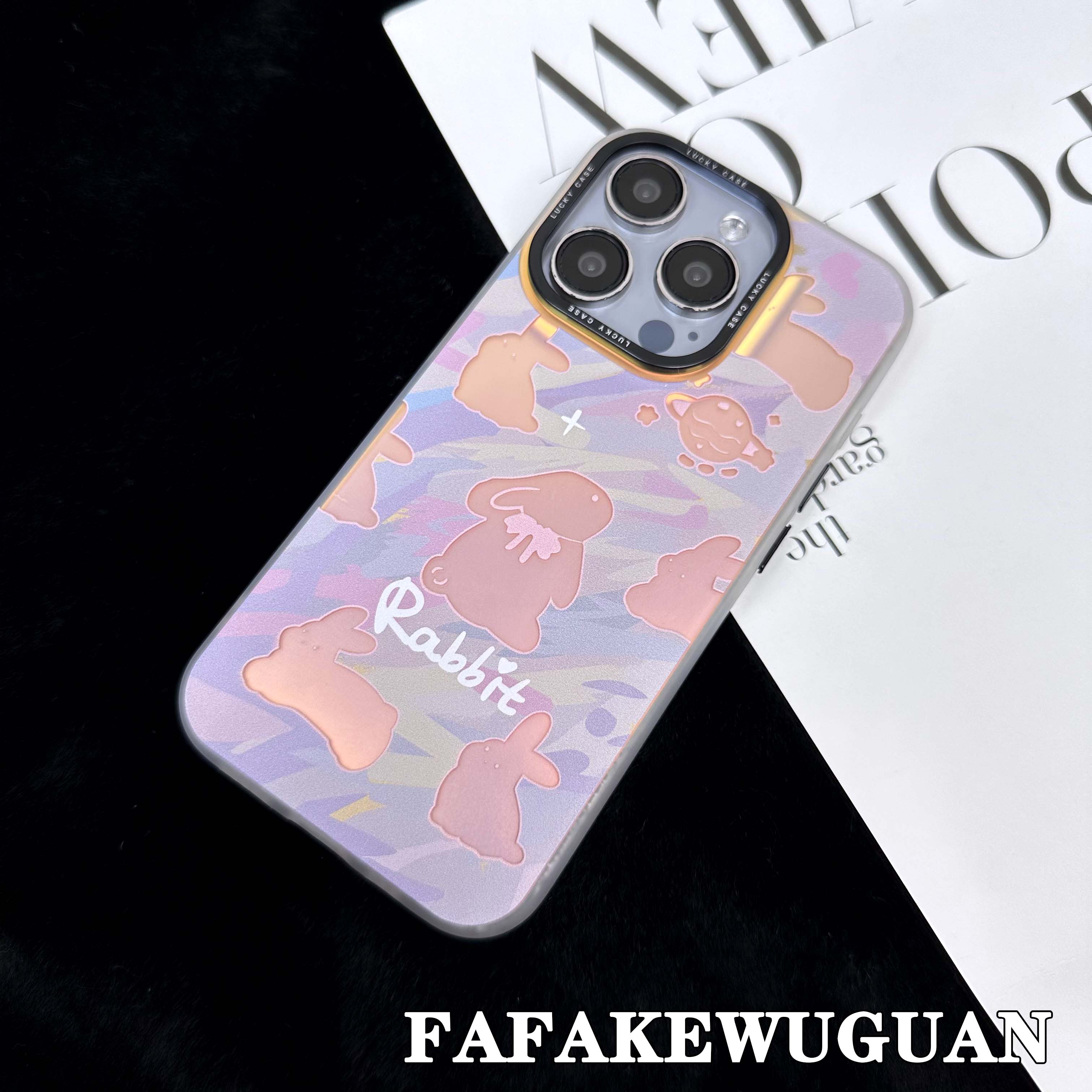 适用苹果15INS油画兔子IMD手机壳iphone15pro/14pro防摔创意