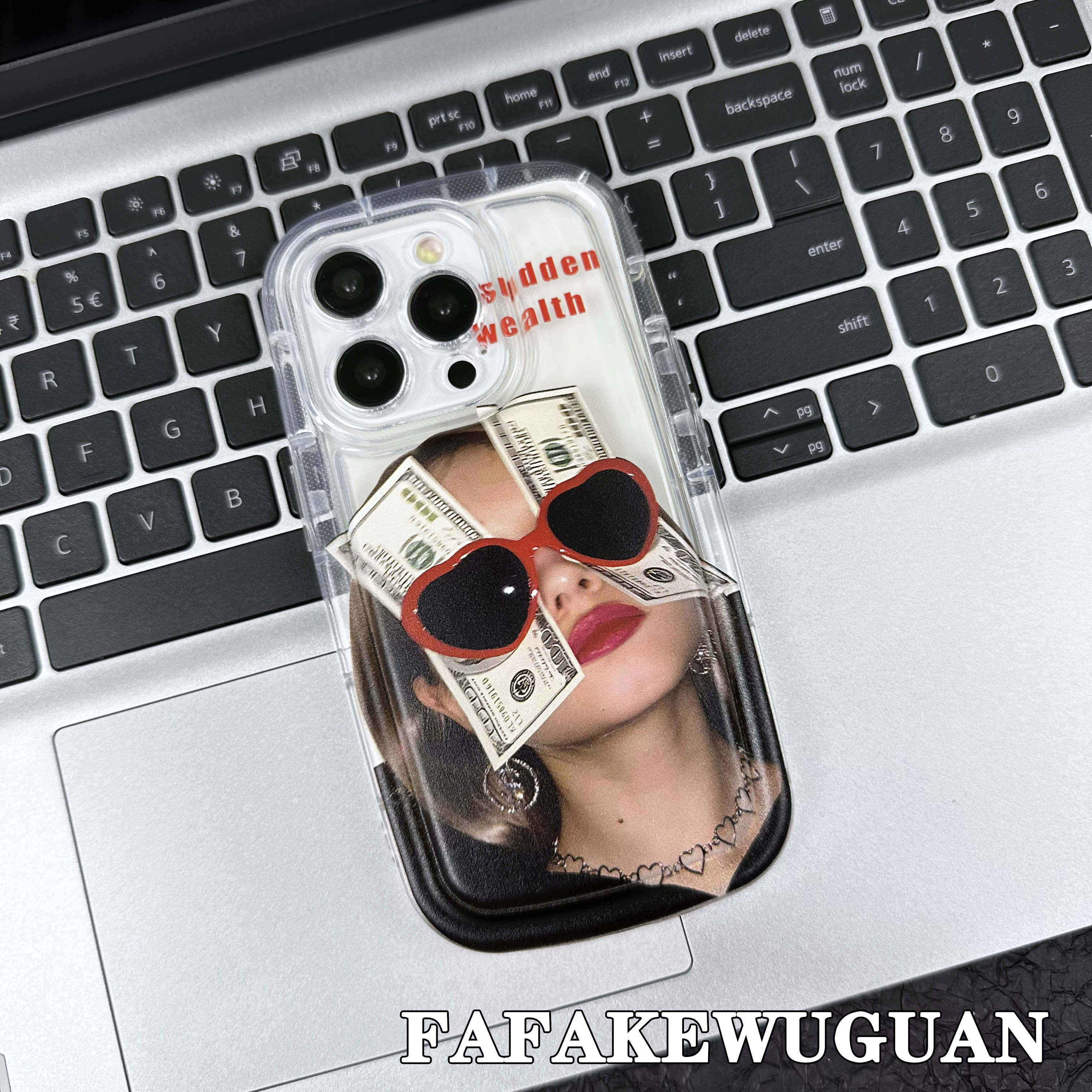 适用苹果15INS可爱墨镜女孩肥皂壳iphone15pro/14pro手机壳防摔