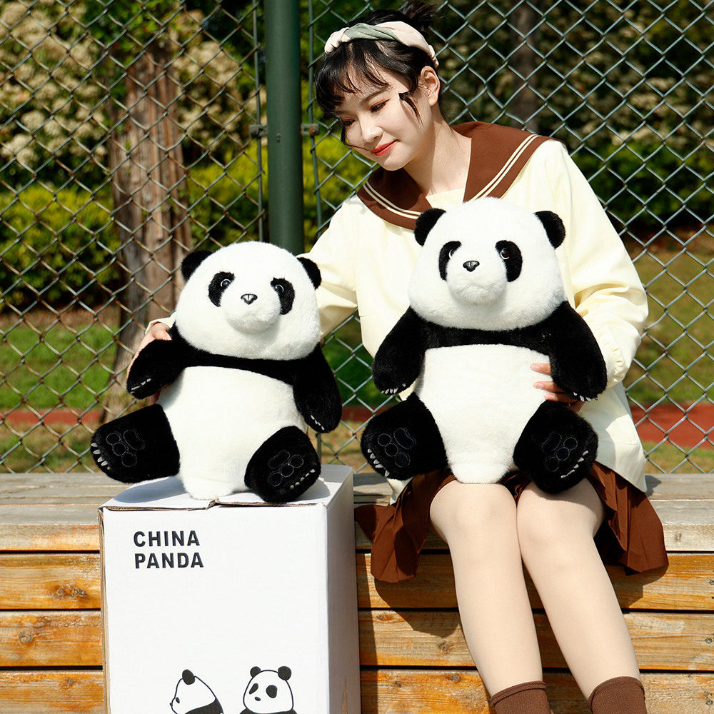 网红同款熊猫花花坐姿毛绒玩具公仔玩偶儿童哄睡娃娃生日礼物批发