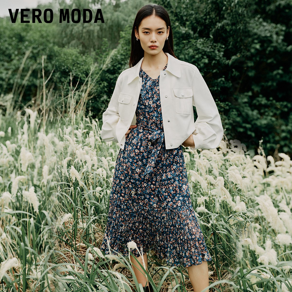 【小店专享】Vero Moda千金风连衣唯美花边七分袖碎花裙32337C024