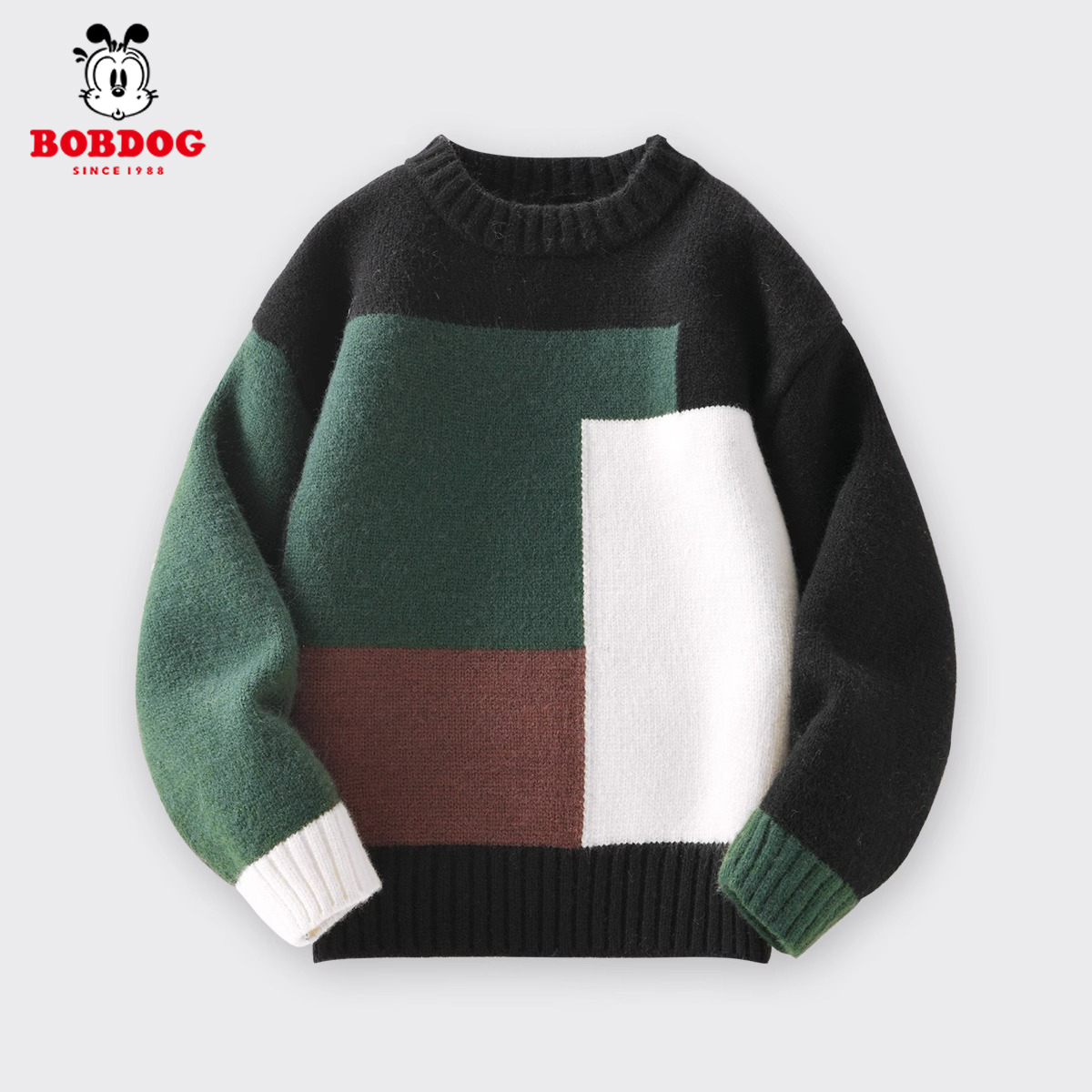 巴布豆男童毛衣2023新款秋冬款打底衫童装套头男孩上衣儿童秋装潮