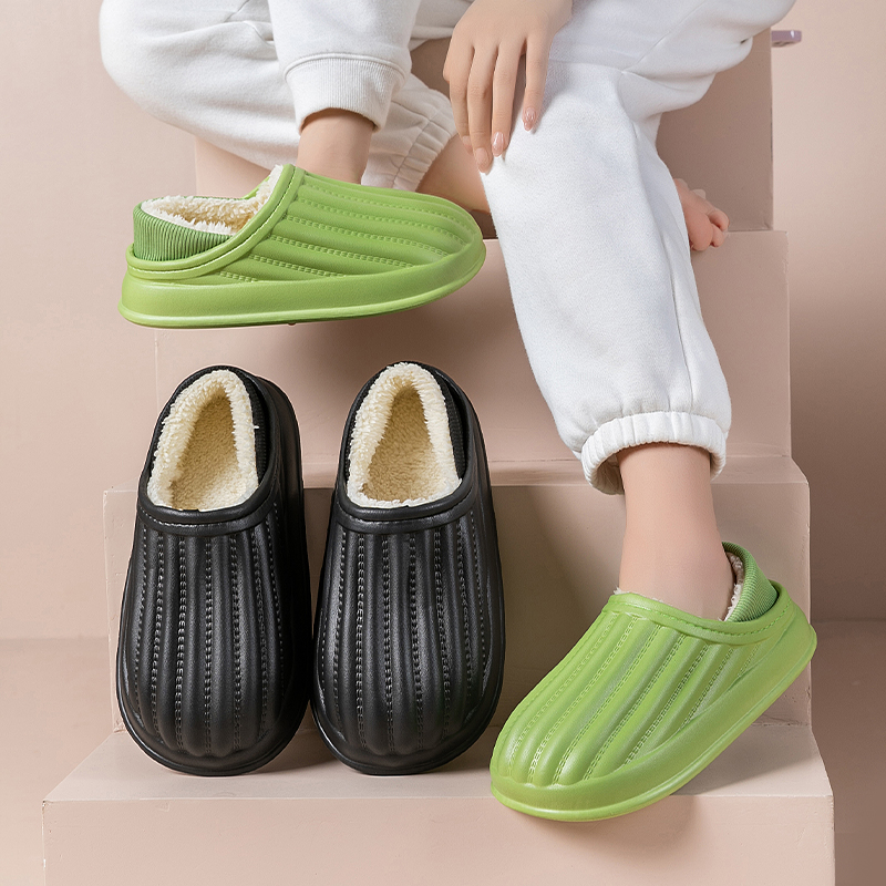 防水棉拖鞋女款加绒加厚包跟冬天拖鞋外穿厚底冬季拖鞋男款拖鞋4