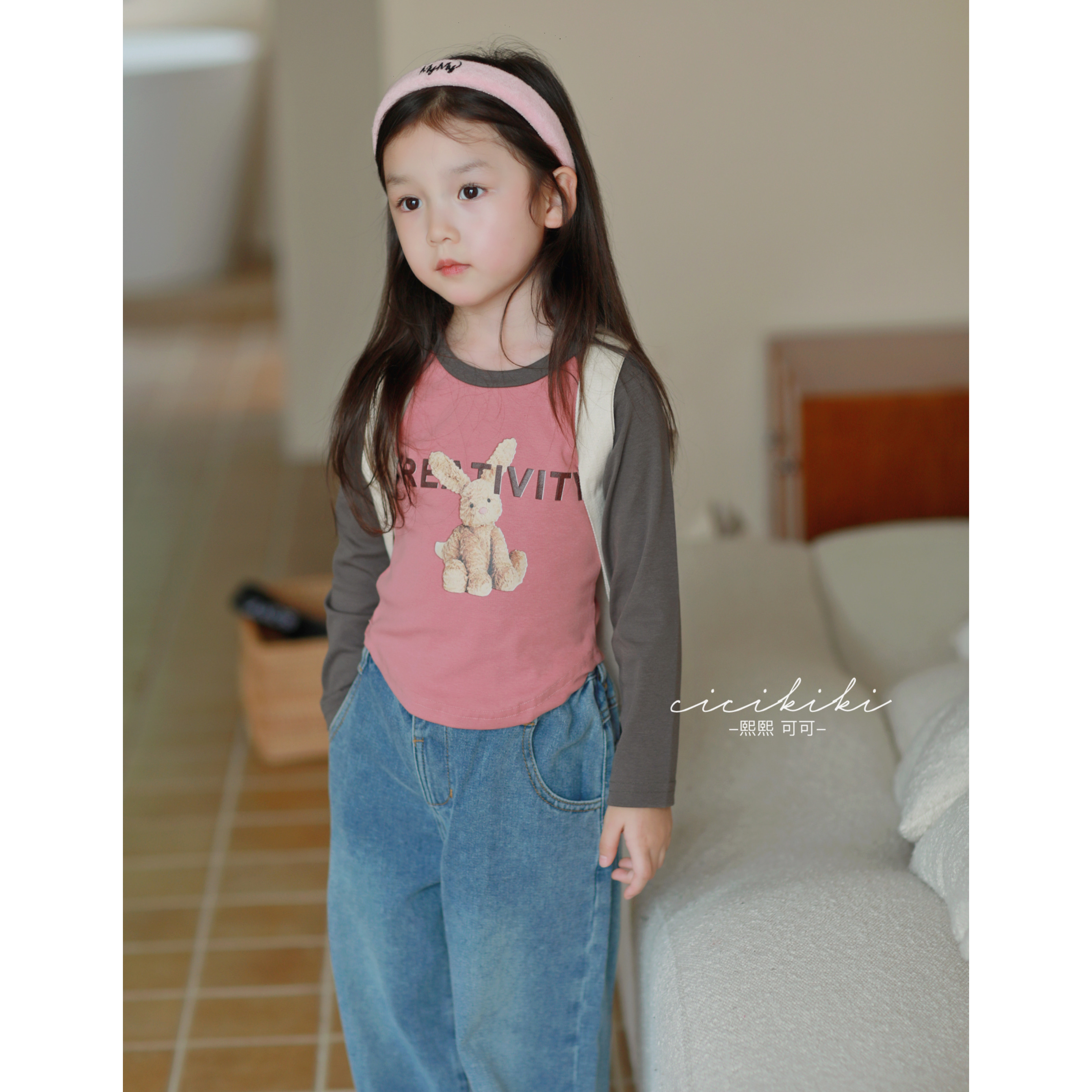 现货【邦尼兔】童装插肩袖儿童洋气修身上衣长袖T恤熙熙可可TX2302