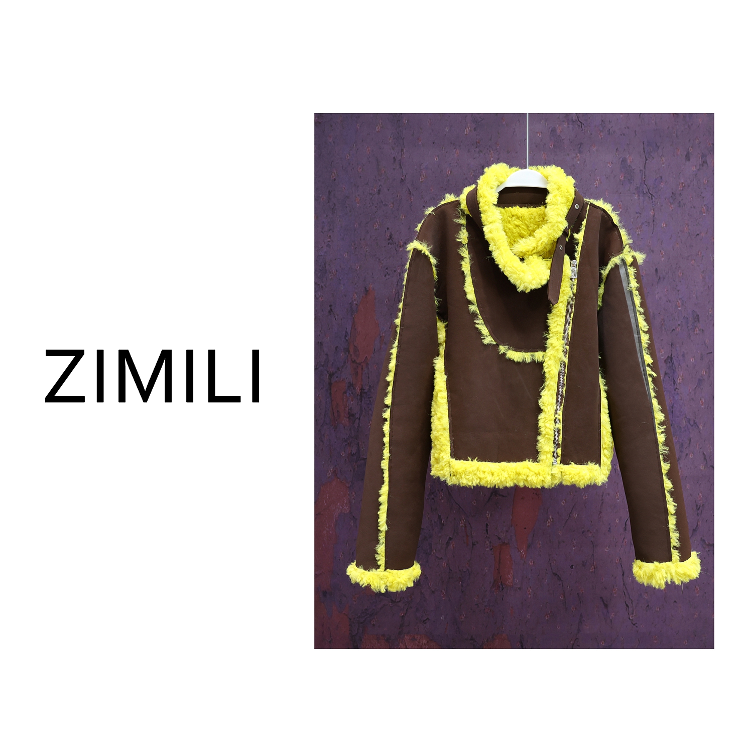 【LIANG哥定制】冬季小众设计感皮毛一体重工拼接时尚保暖外套/2058