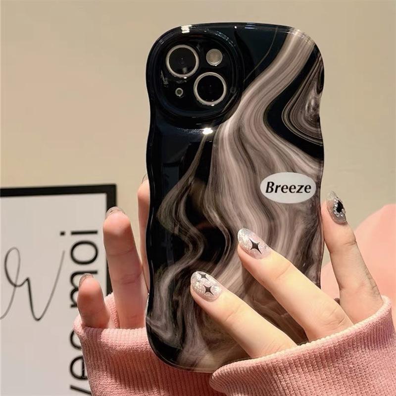 ins小众感黑白晕染适用iphone14promax手机壳苹果13新款14pro气囊