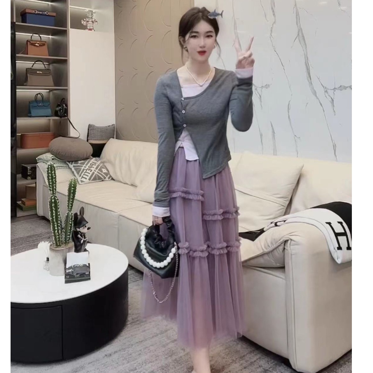 【同瑄品牌】春季新款【公主早茶】休闲百搭半身裙 C2504