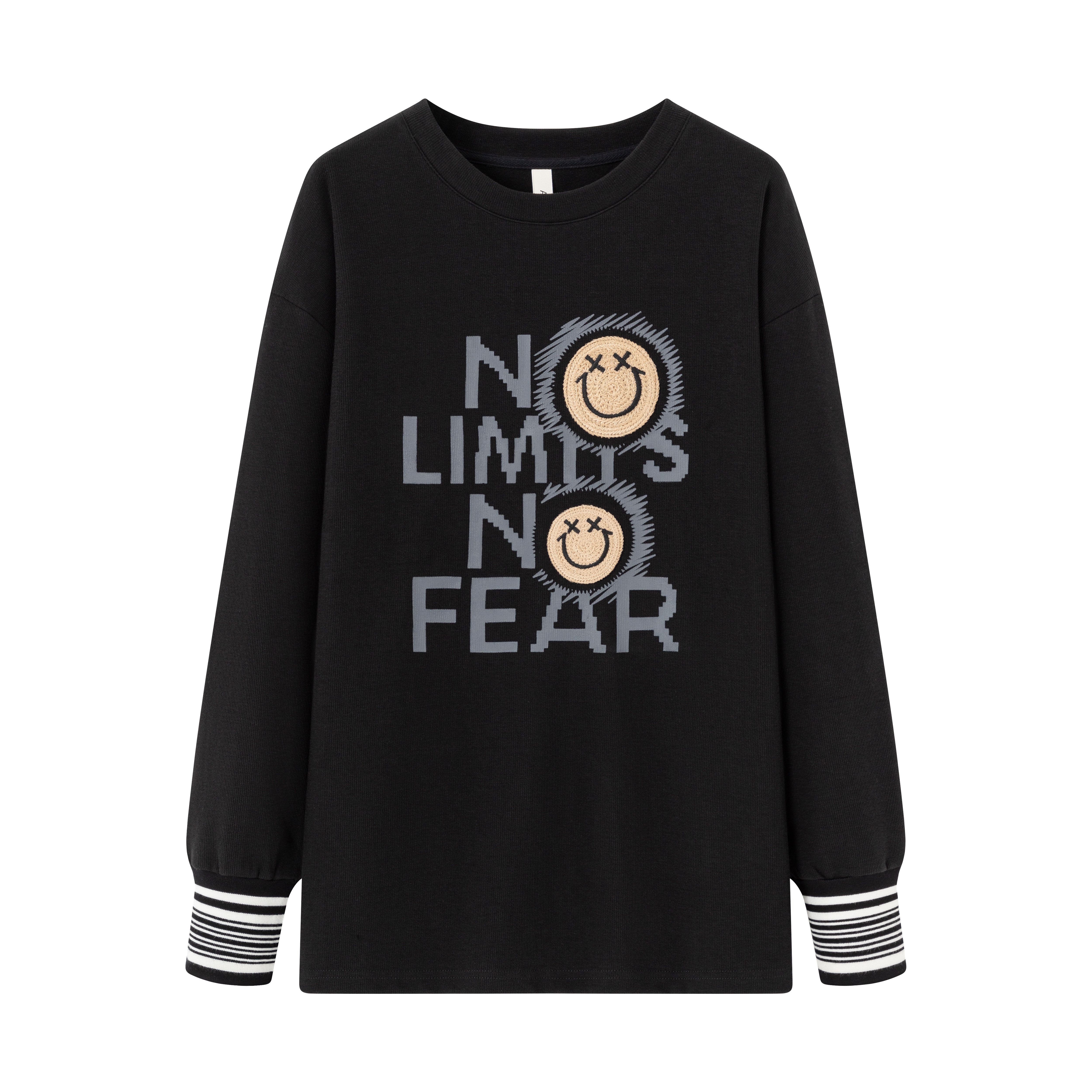 安南AN【卡尔曼之秋】A10214秋冬新款重工笑脸字母长袖打底加绒T恤