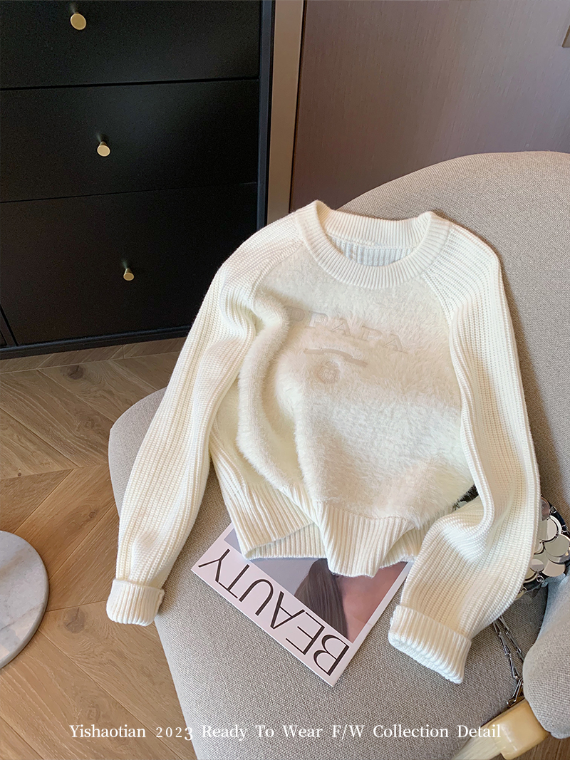 设计感提花套头毛衣女秋冬时尚2023新款百搭软糯针织衫毛衣女