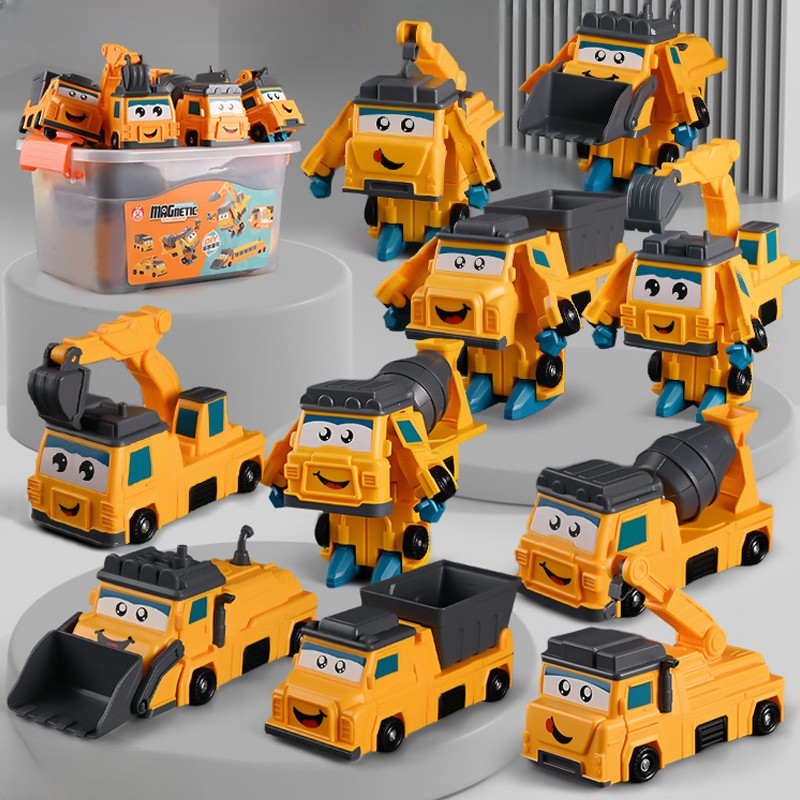 百变磁力积木拼装工程车益智大颗粒拼接汽车机器人3-4岁5男孩玩具