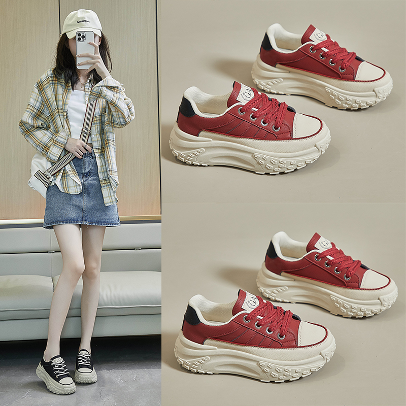2024 春季新款韩版小白鞋女运动休闲街拍鞋女厚底增高Q016//ZRR