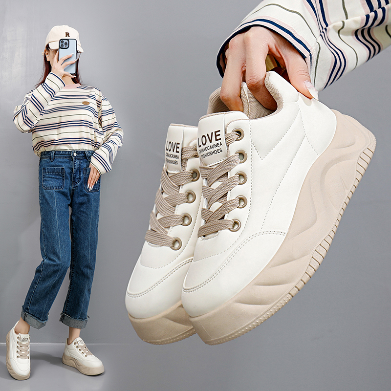 面包鞋女2024春季新款学生韩版百搭厚底单鞋春秋休闲鞋XW223//WJ