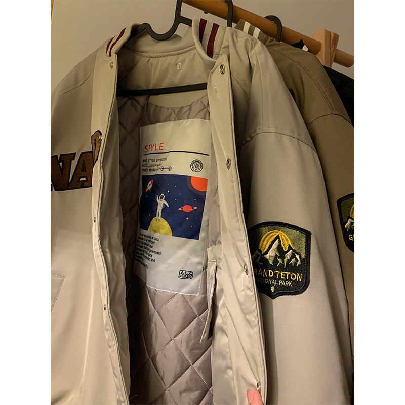 美式高街飞行员夹克男女款秋冬季设计感痞帅加厚棉服小众情侣外套