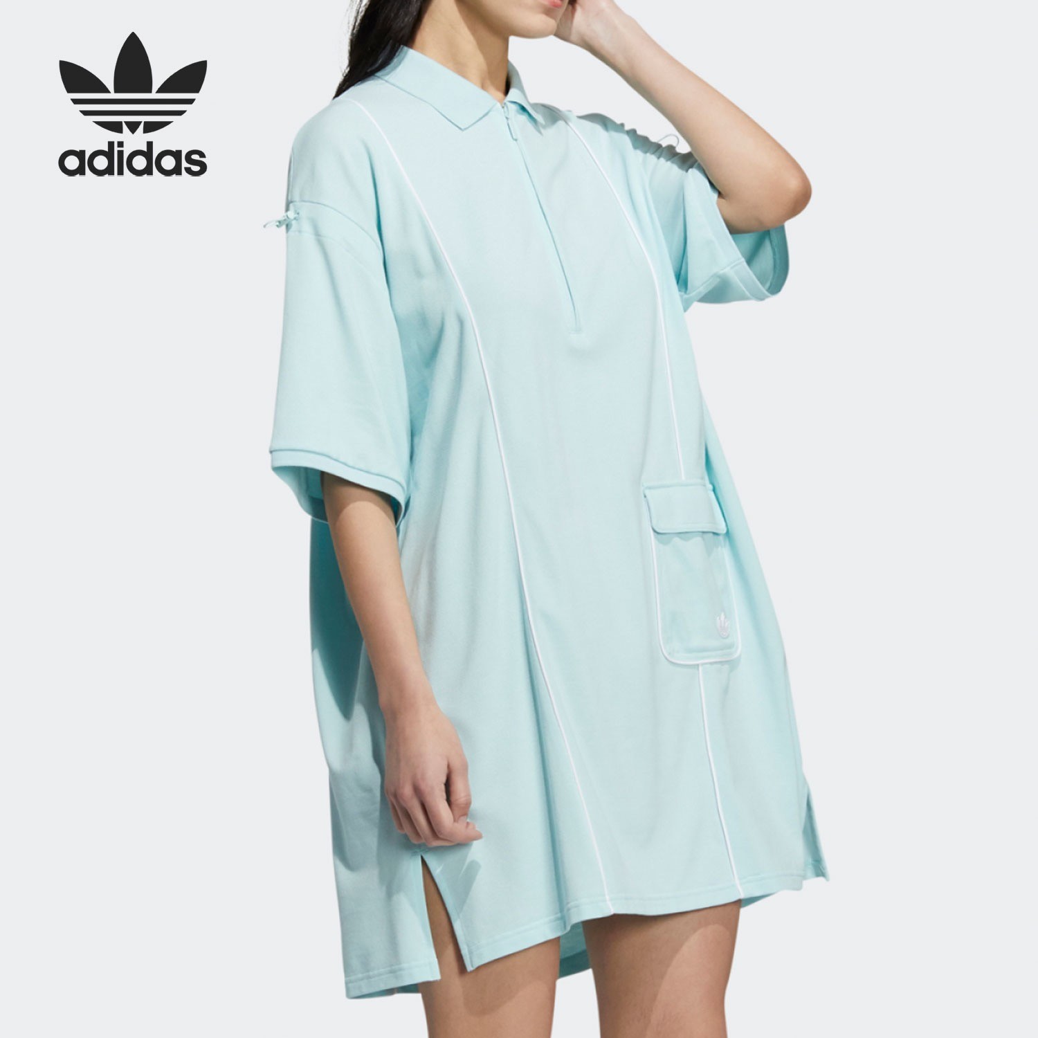 阿迪达斯#BJCC 三叶草短袖女夏季新款运动服休闲连衣裙 HC6583