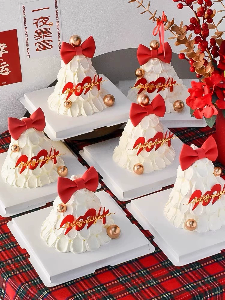 新年龙年蛋糕装饰网红2024亚克力插牌蝴蝶结许愿球跨年蛋糕插件