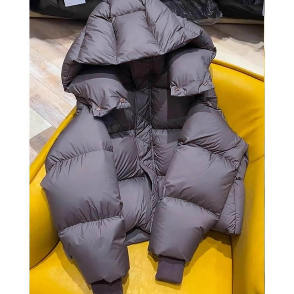 欧洲站面包服外套小个子超好看轻薄短款连帽咖色棉服女冬2024新款