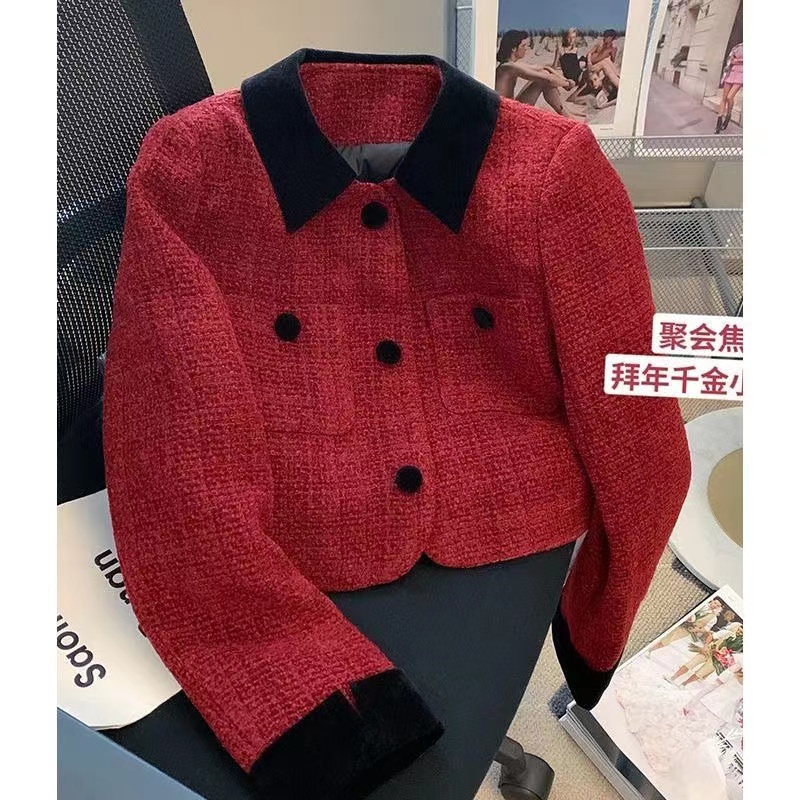 秋季新品法式气质设计感拼接小香风外套女K607#