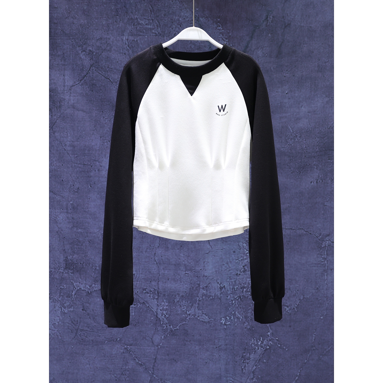 【LIANG哥定制】秋冬新品美式复古宽松撞色长袖鱼骨衫显瘦上衣1576