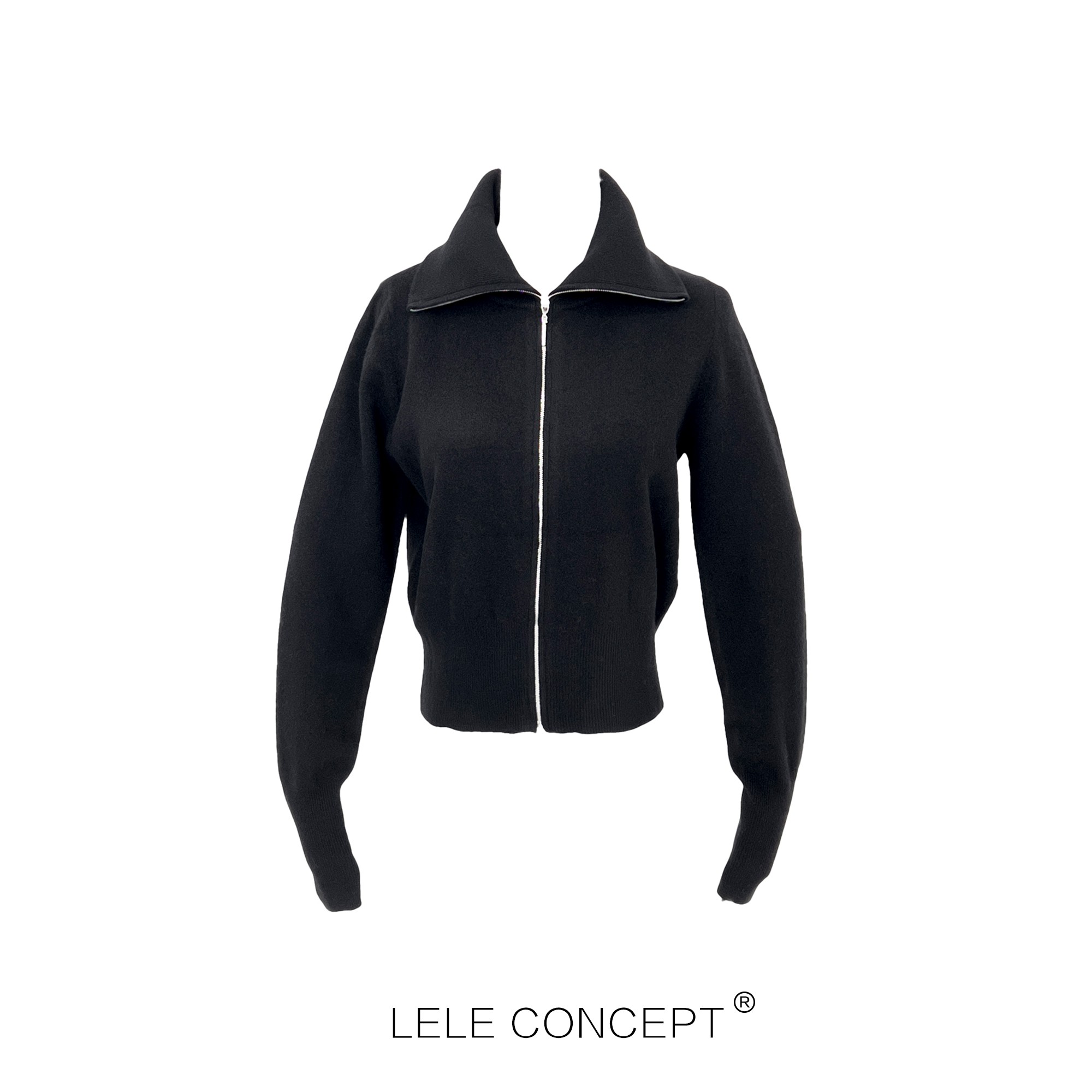 【LELE】秋冬拉链翻立领针织衫简约打底大气款休闲开衫时尚Y0144