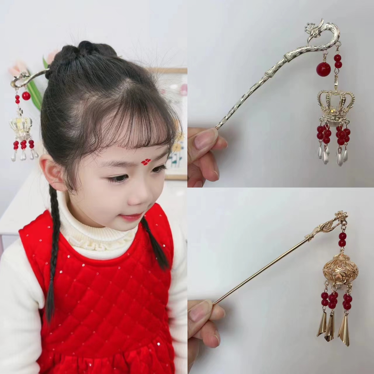【大妮】古风流苏宫灯发光发簪灯笼步摇古典发饰汉服簪子