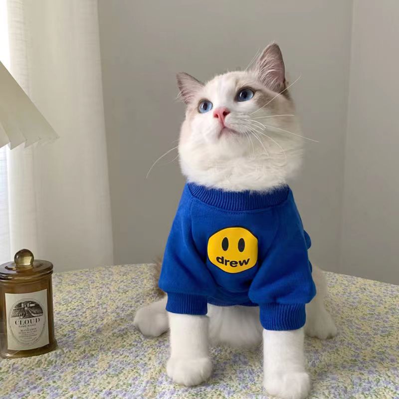 新款宠物衣服狗狗猫咪衣服潮牌秋冬小奶猫防掉毛笑脸卫衣猫咪秋衣