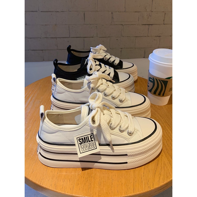 回力瑞厚底小白鞋女2023新款百搭帆布休闲板鞋秋季增高透气显脚小