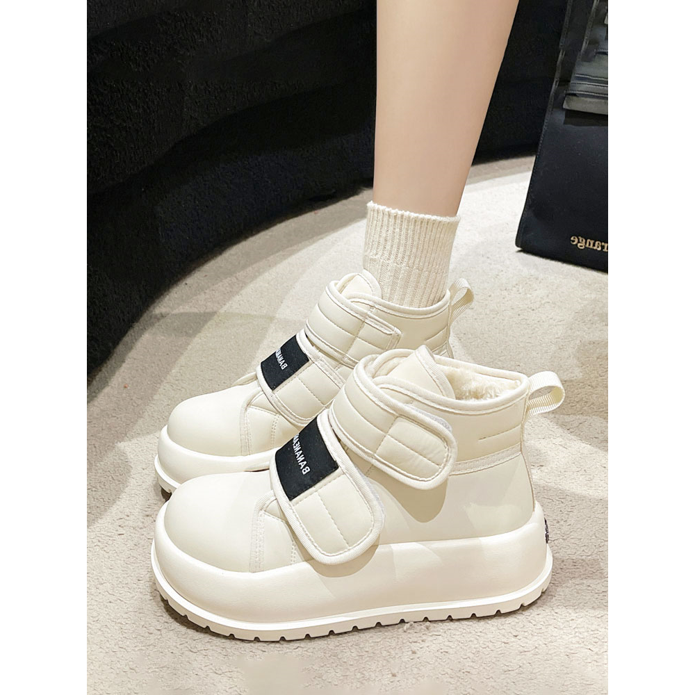 回力瑞厚底保暖雪地靴女2023新款冬季魔术贴加绒加厚棉鞋时尚短靴