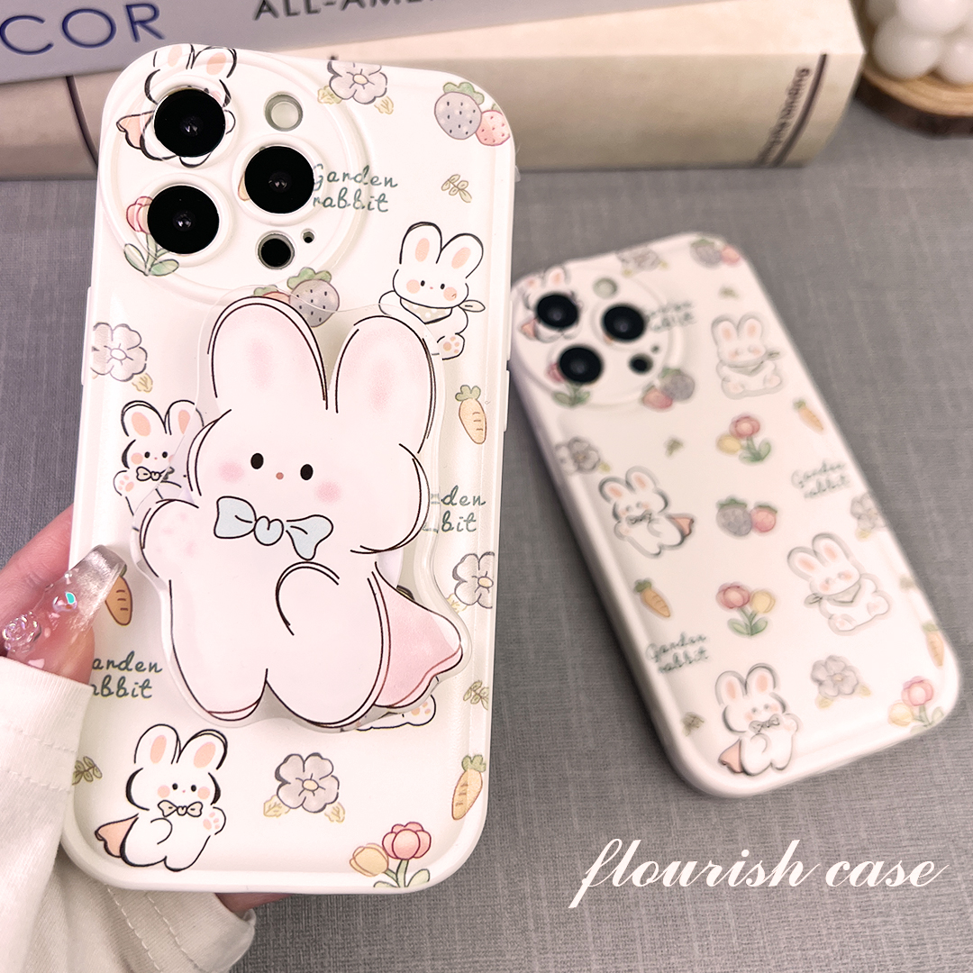 【苹果/华为/OPPO/VIVO/小米/荣耀】兔子蓝花气垫可爱网红手机壳