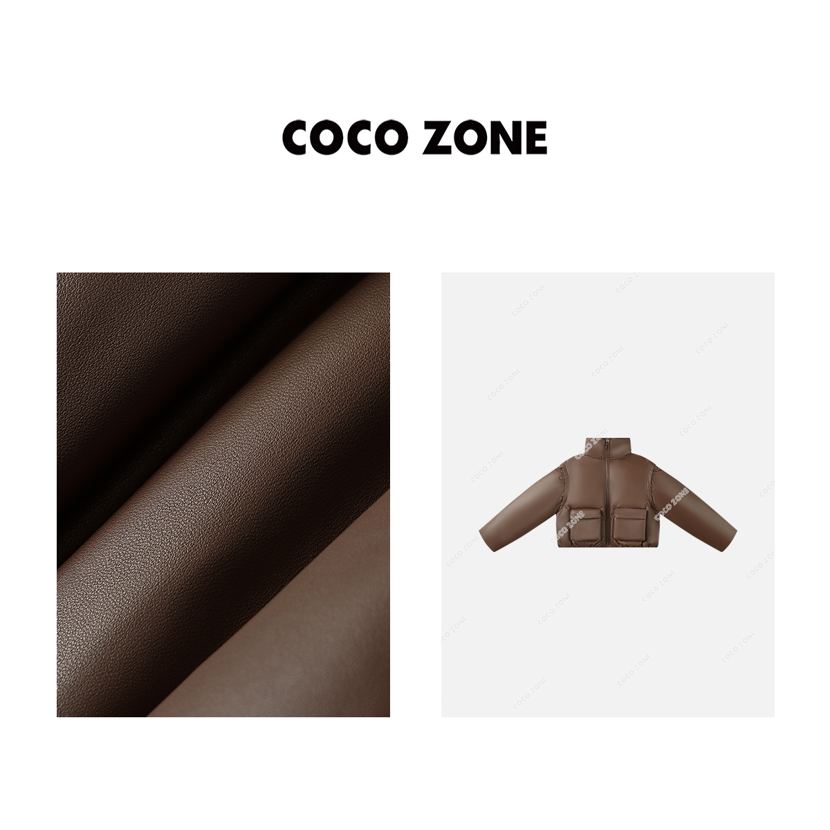 刘一一&COCO ZONE美拉德90鹅绒复古可拆穿羊皮外套羽绒服23C30425