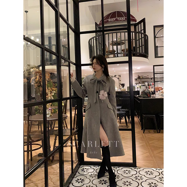 你的呵呵 秀智大衣  AUS進口110S极细羊毛双面呢系带收腰大衣外套