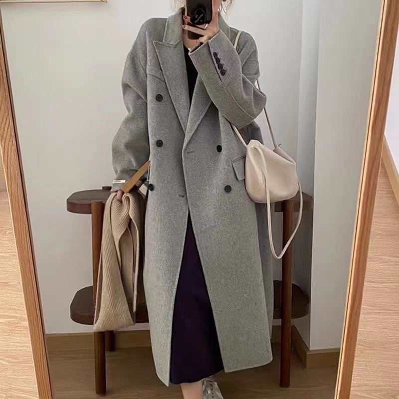 韩国东大门2023秋冬新款大衣女中长款宽松外套