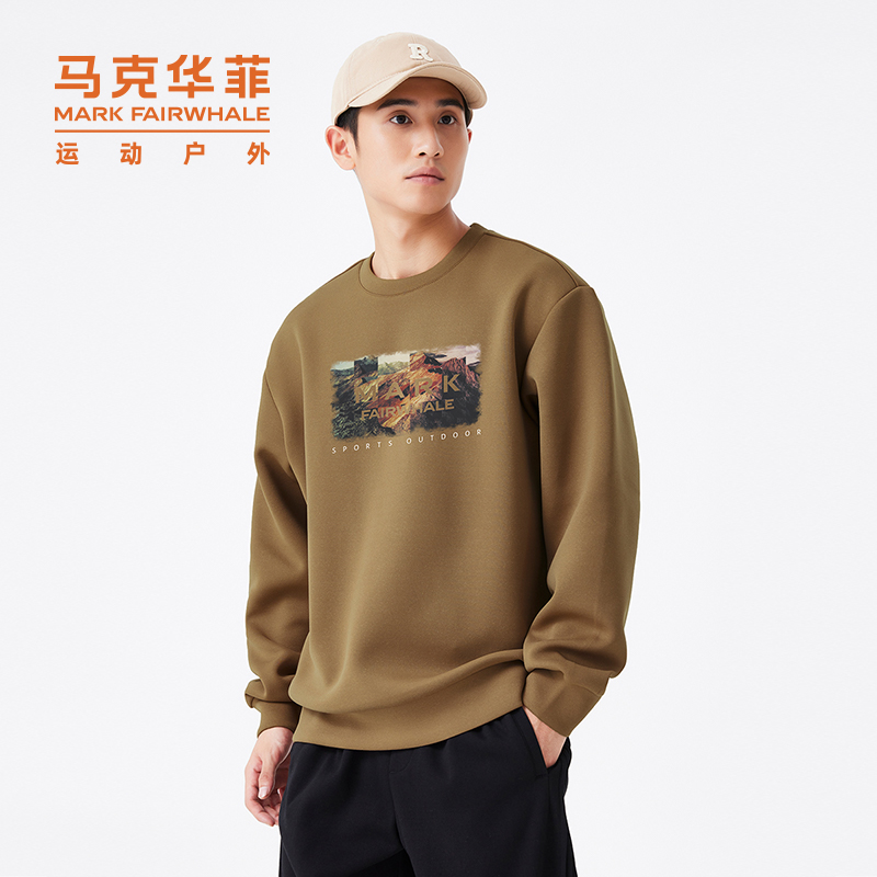 马克华菲卫衣运动户外休闲圆领印花时尚百搭运动潮流长袖男子秋季
