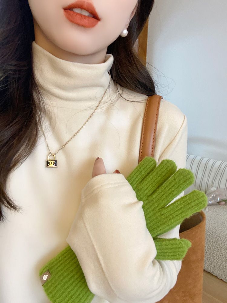 超软糯双面德绒高领打底衫女秋冬新款网红纯色百搭保暖磨毛上衣潮