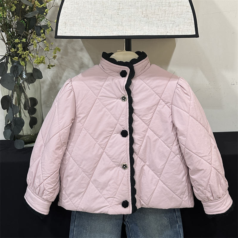 现货女童夹棉外套秋冬新款小女孩洋气冬装上衣女宝宝加绒加厚棉服