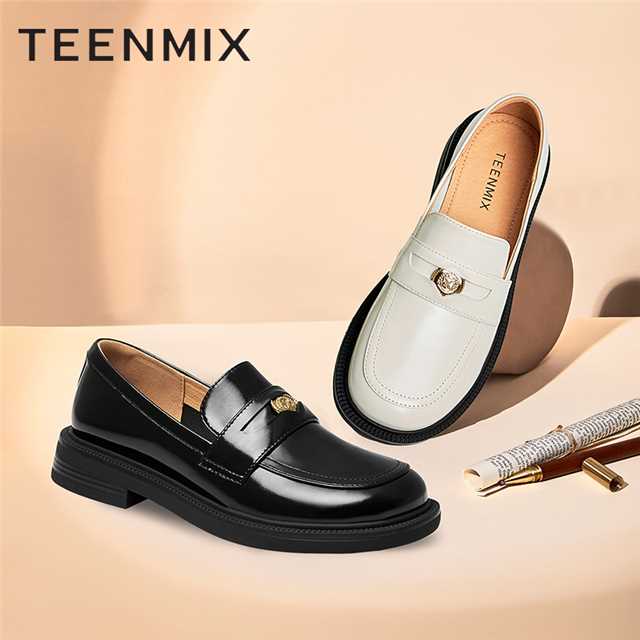 Teenmix/天美意天美意商场同款硬币复古百搭乐福鞋女NLF30CA2