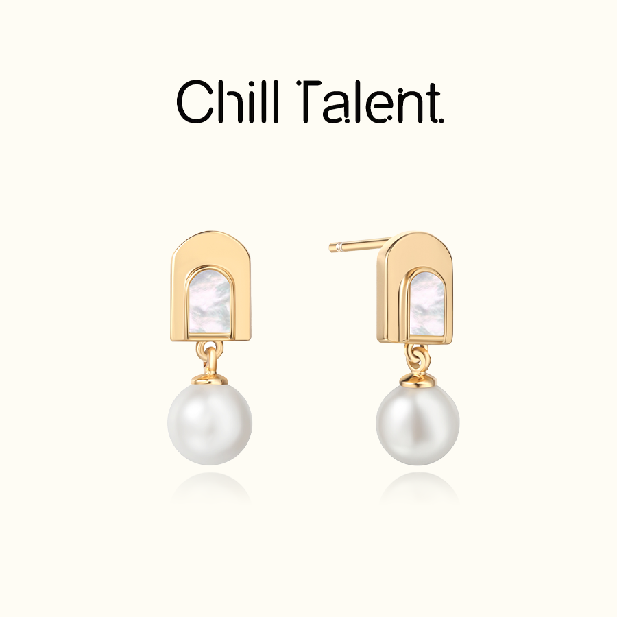 铜合金耳饰 ChillTalent•浪漫拱门白色通勤小众设计师款时尚百搭