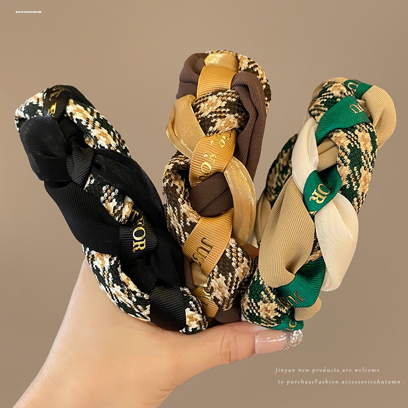 拼色麻花发箍时尚ins网红可爱韩系百搭甜美气质小众温柔显白2023