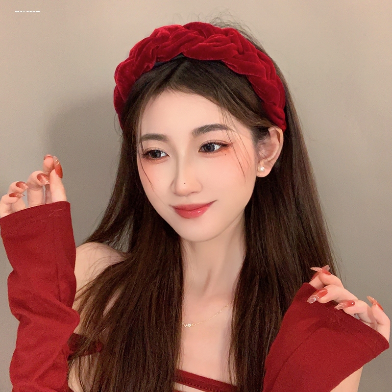 头饰设计质感气质麻花丝绒发箍百搭2023小众防滑头箍发饰少女精致