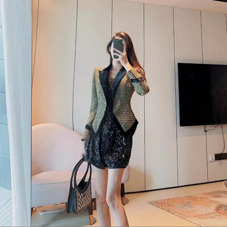 SEJI/瑟纪9.30Gold lady黑金外套