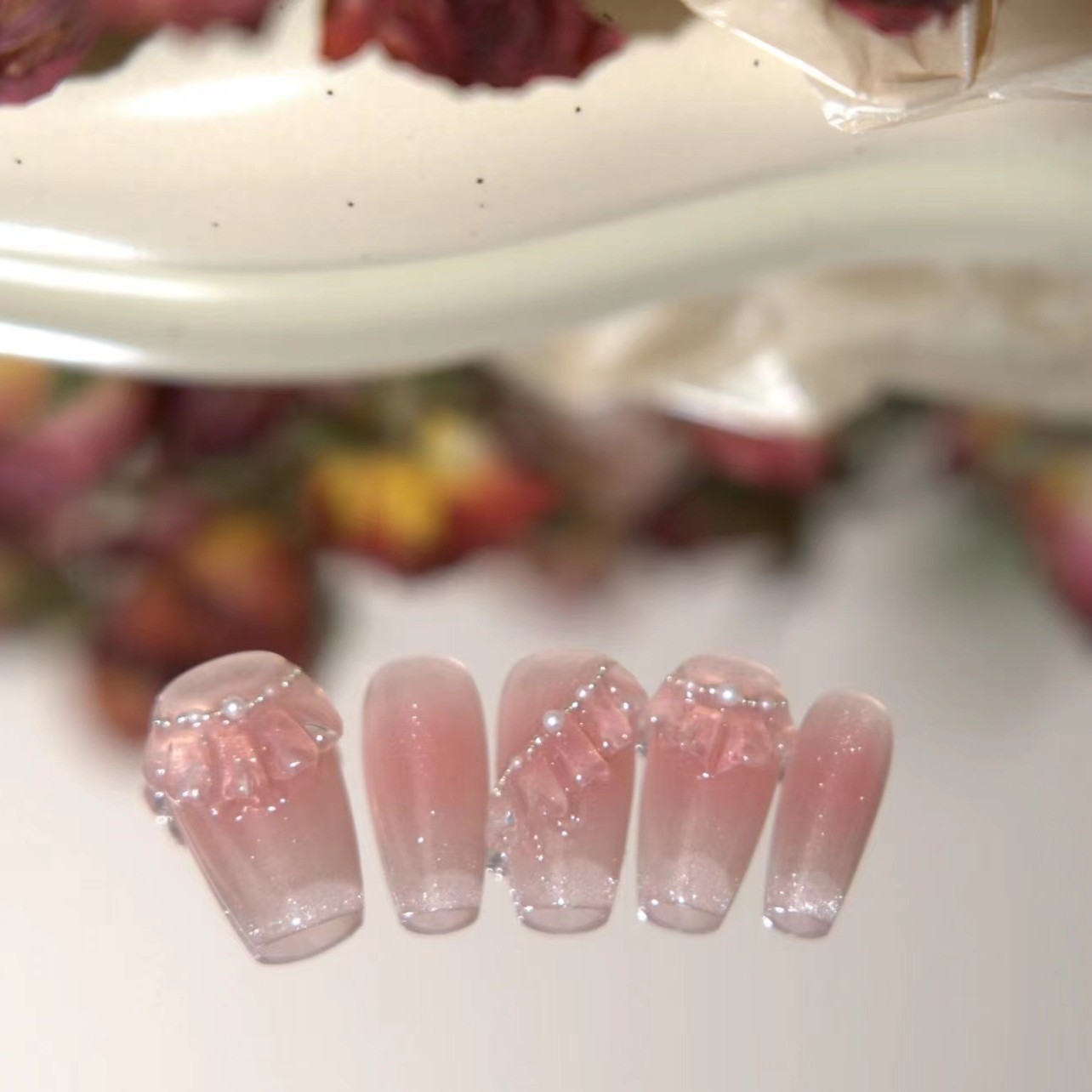【百褶裙】手工定制穿戴甲穿戴式卸甲片重工美甲纯欲冰透气质梯形