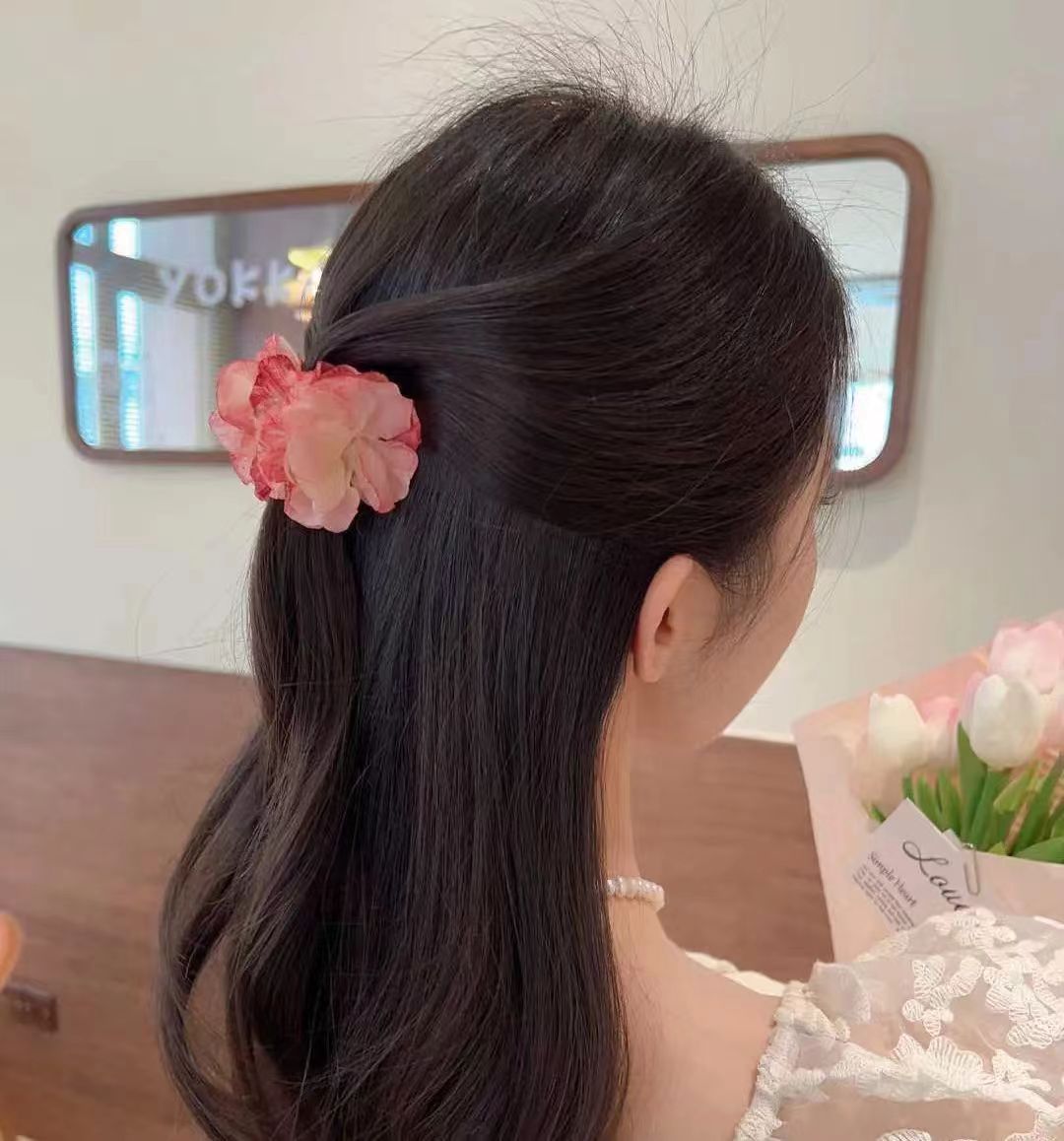 春日清冷感花花发夹高颜值甜美仿真花朵小抓夹刘海侧边夹超仙发饰