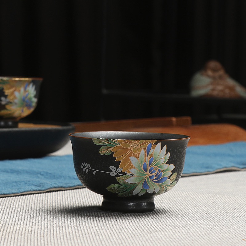成艺日式陶瓷品茗杯小茶杯窑变清雅凝香天目釉功夫茶盏单杯主人杯